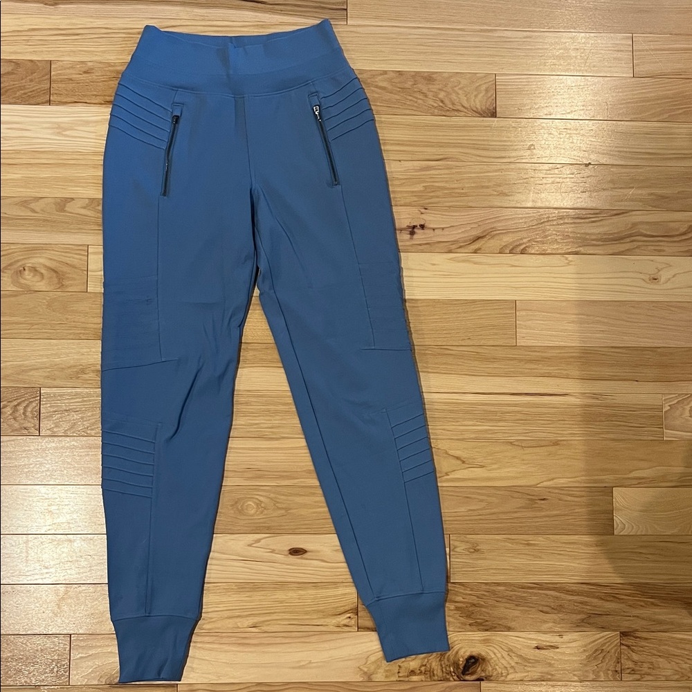 Athleta Venice Moto Joggers (Blue) with Zip Pockets